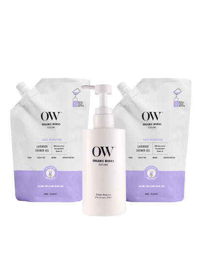 Lavender Relax & Replenish Shower Gel 500ml (Pack of 2) + Refill bottle for life