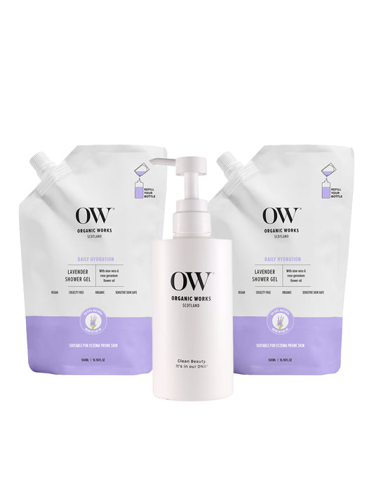 Lavender Relax & Replenish Shower Gel 500ml (Pack of 2) + Refill bottle for life