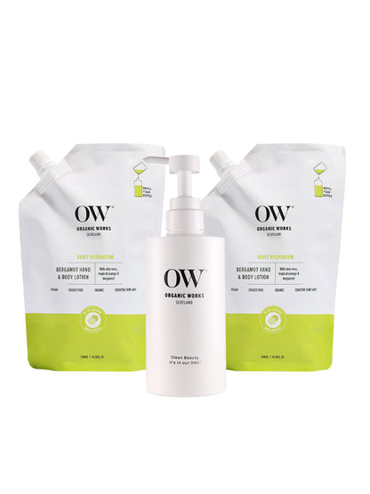 Shea Butter & Citrus Glow, Intense Hydration Hand & Body Lotion 500ml (Pack of 2) + Refill bottle for life