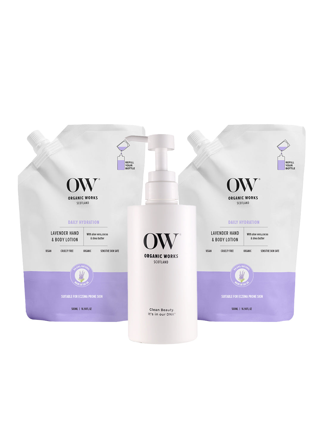 Shea Butter & Lavender Hydrate, Repair Hand & Body Lotion 500ml (Pack of 2) + Refill bottle for life