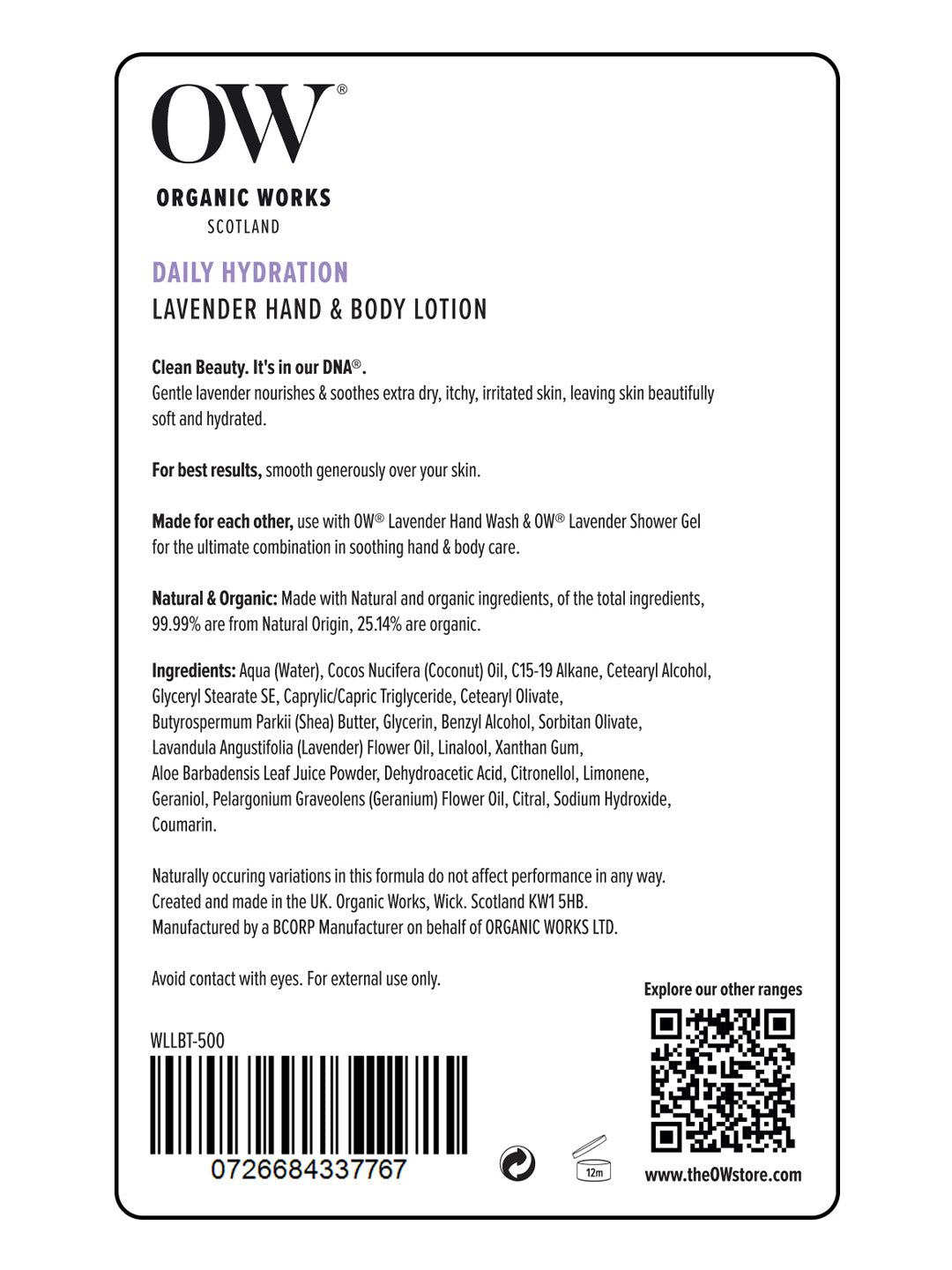 Shea Butter & Lavender Hydrate, Repair Hand & Body Lotion - 500ml