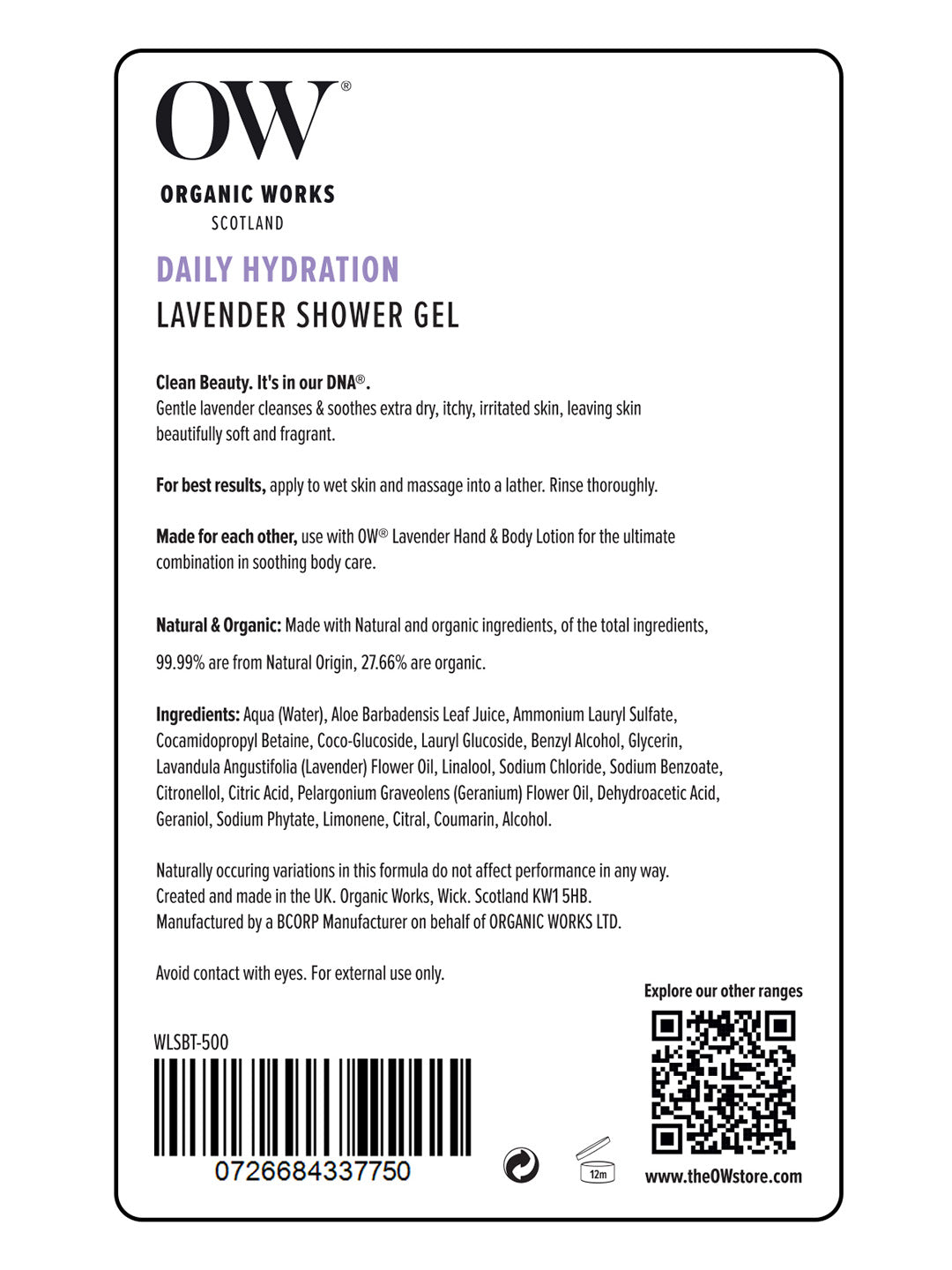 Lavender Relax & Replenish Shower Gel - 500ml