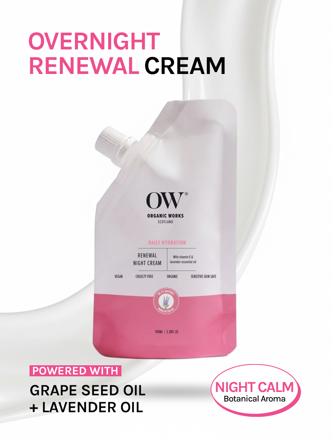 Renewal Night Cream with Vitamin E, Lavender & Grape Seed Oil - 100ml