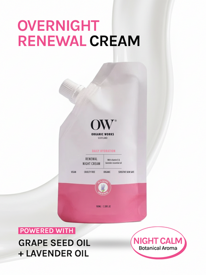 Renewal Night Cream with Vitamin E, Lavender & Grape Seed Oil - 100ml