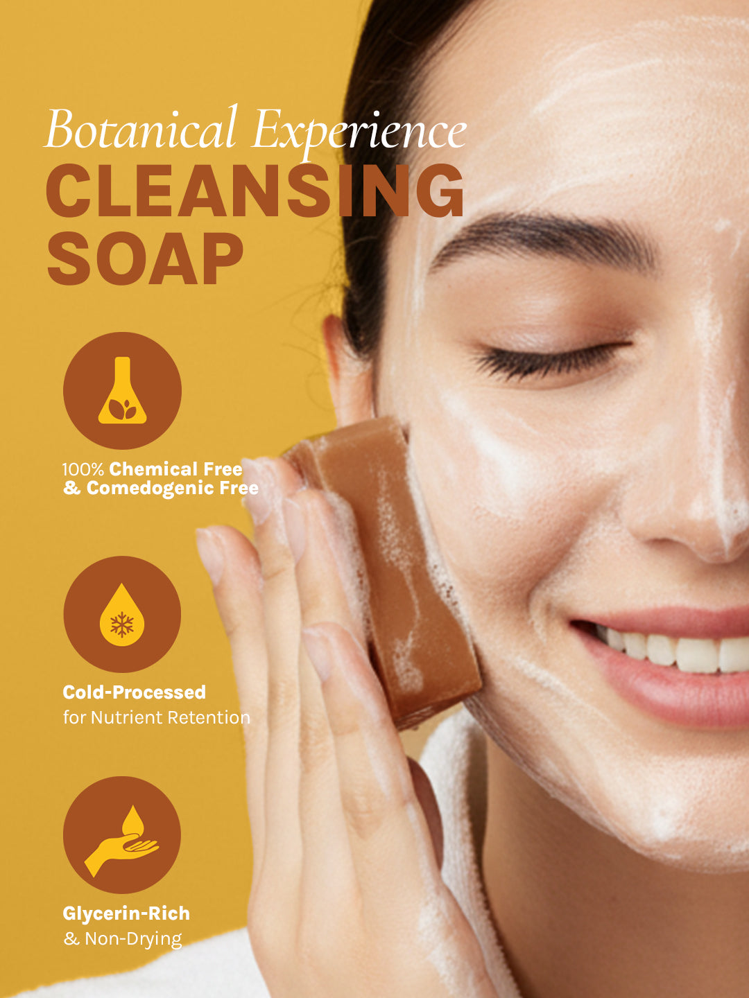 Organic Works Natural Soothing Turmeric & Honey Soap for Dry & Sensitive Skin (Pack of 3)