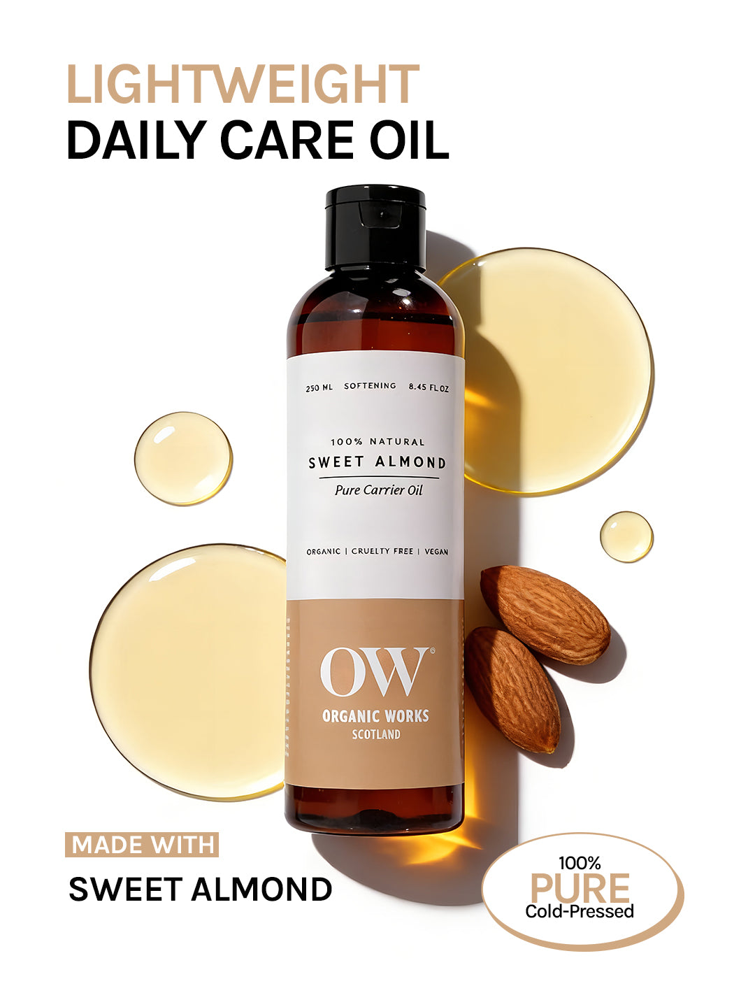 Organic Works Pure Cold Pressed Sweet Almond Oil
